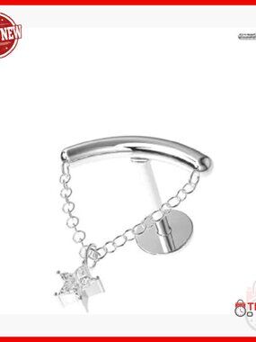 16G Surgical Steel Hidden Helix Stud with Chain Dangle 6mm Bar